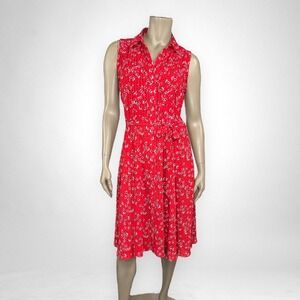 NANETTE LEPORE Collared Pintuck Sleeveless Shirt Dress 6‎ Summer